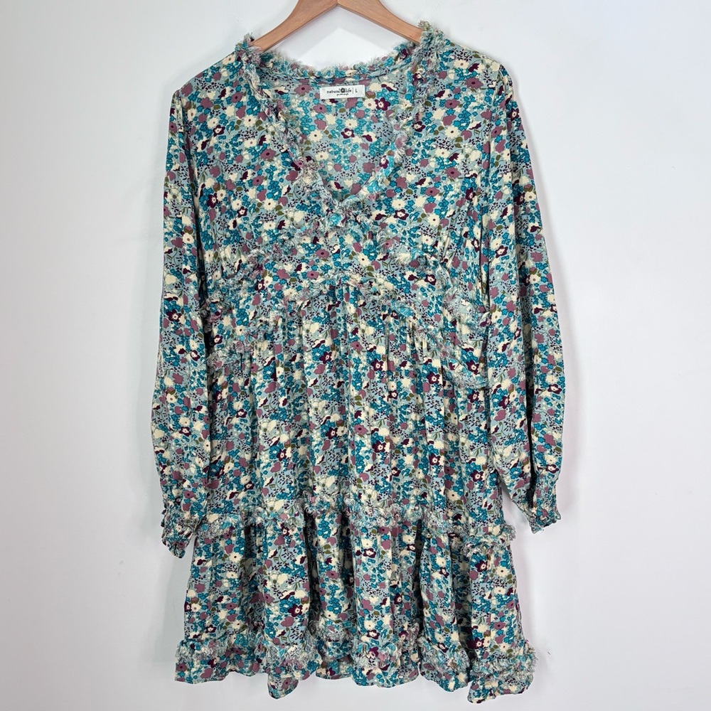 NATURAL LIFE Floral Dress - Blue and Red